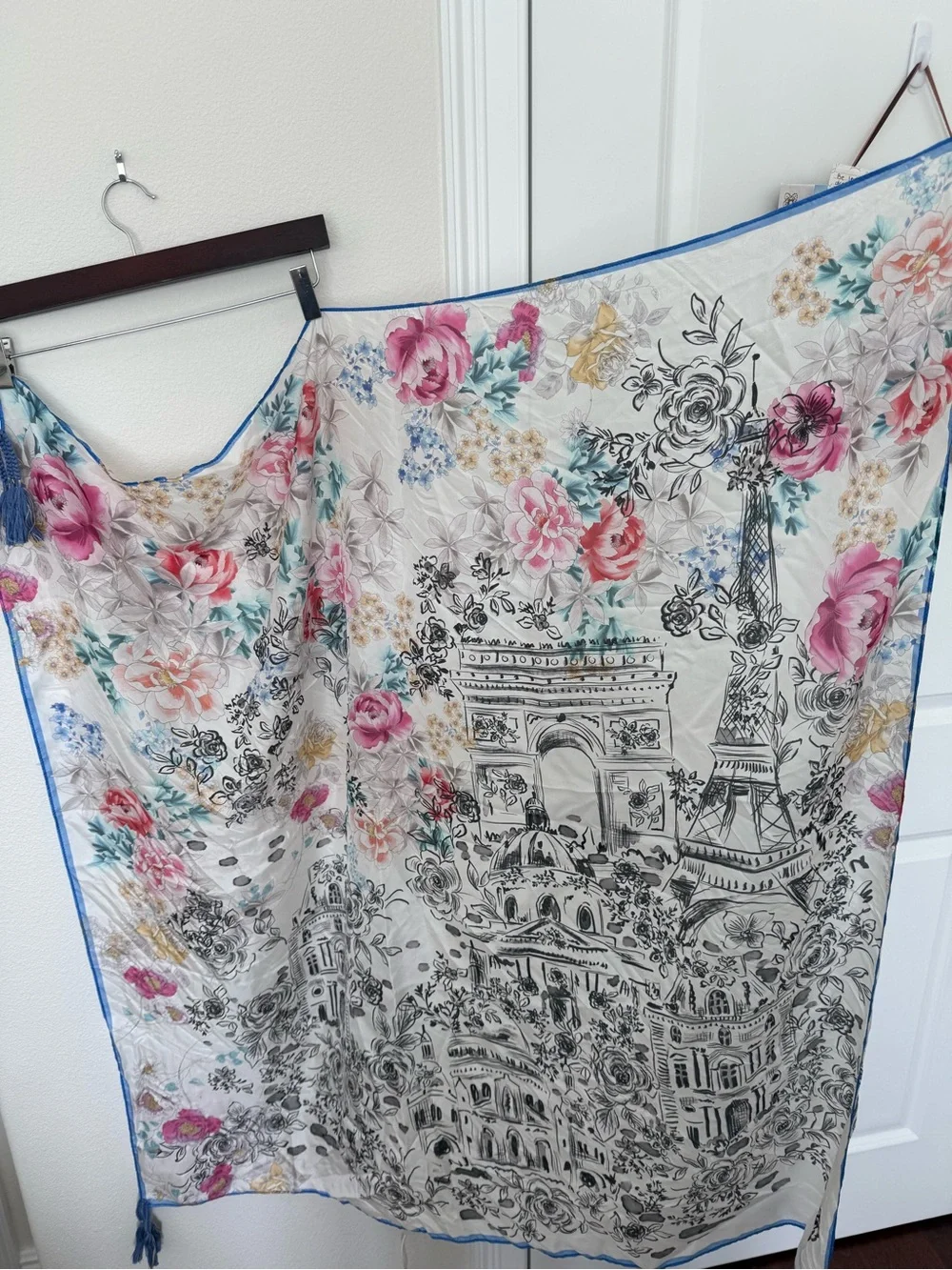 Johnny Was 100% Silk Paris Scarf with Tassels